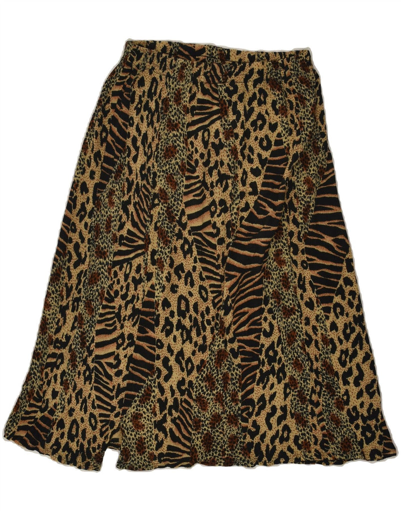 VINTAGE Womens A-Line Skirt IT 46 Large W32  Brown Animal Print Cotton | Vintage Vintage | Thrift | Second-Hand Vintage | Used Clothing | Messina Hembry 