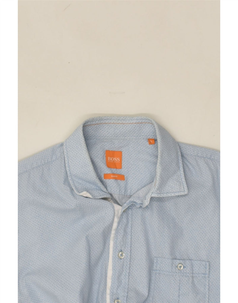 HUGO BOSS Mens Slim Fit Shirt Large Blue Cotton | Vintage Hugo Boss | Thrift | Second-Hand Hugo Boss | Used Clothing | Messina Hembry 