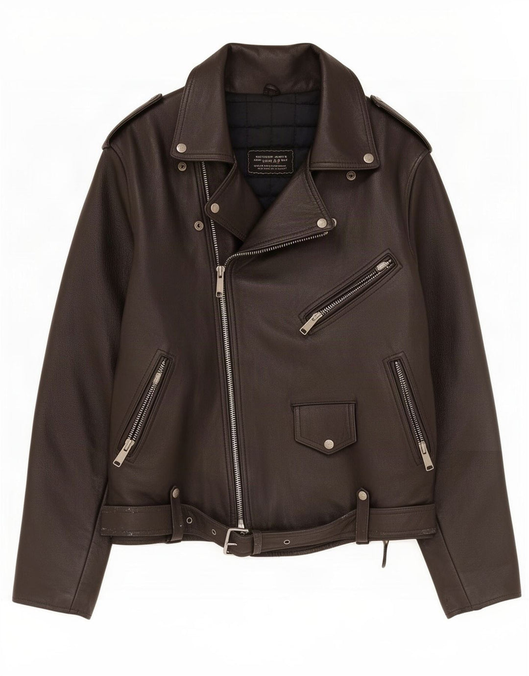 Bomb Boogie Mens Leather Biker Jacket UK 40 Large Black