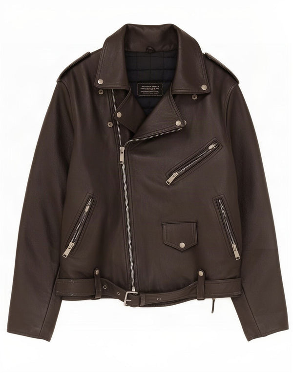 Bomb Boogie Mens Leather Biker Jacket UK 40 Large Black