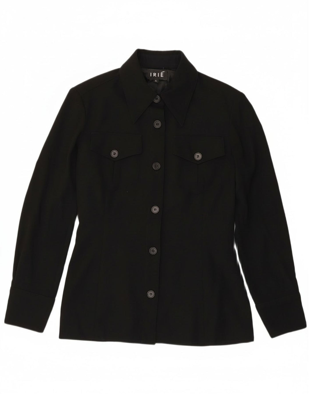 Vintage Womens 6 Button Blazer Jacket UK 14 Large Black Polyester