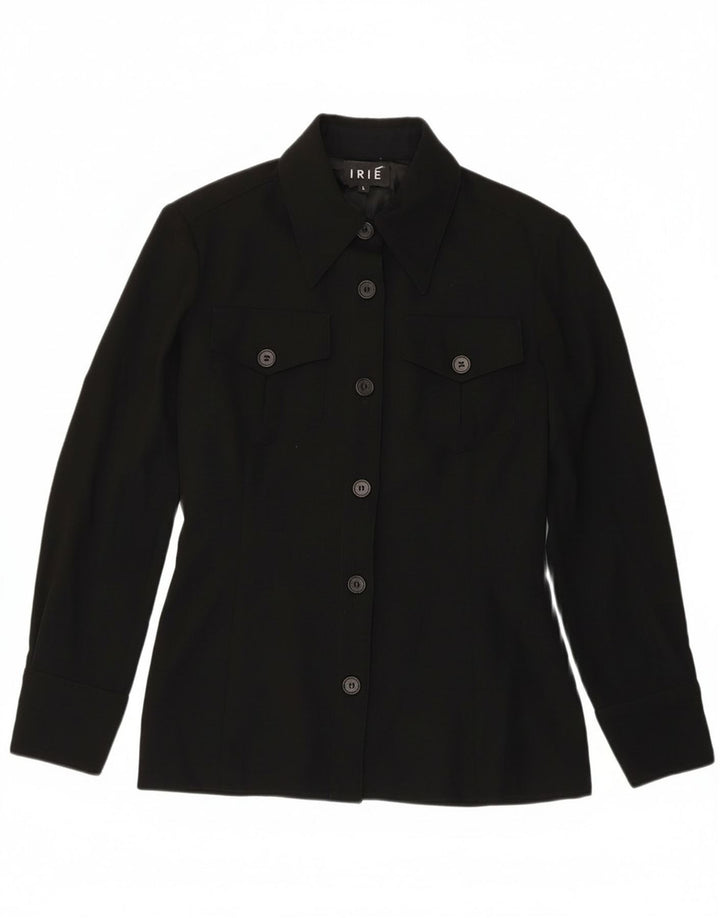 Vintage Womens 6 Button Blazer Jacket UK 14 Large Black Polyester