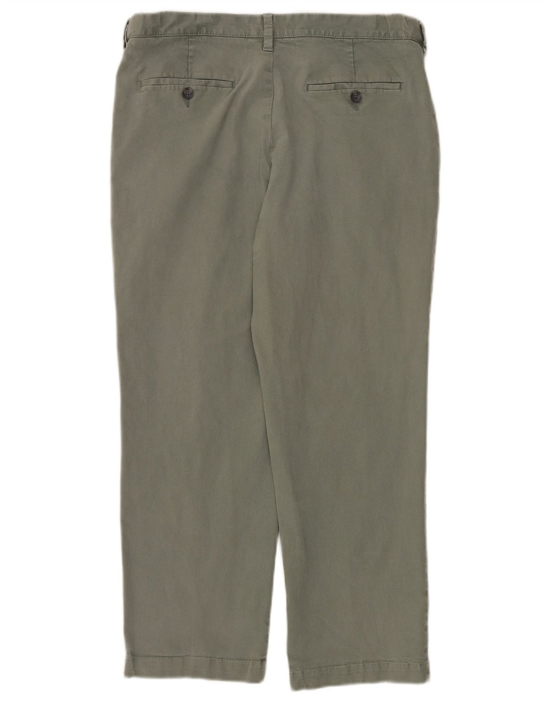 Marks & Spencer Mens Straight Regular Cropped Trousers W36 L26 Khaki Cotton