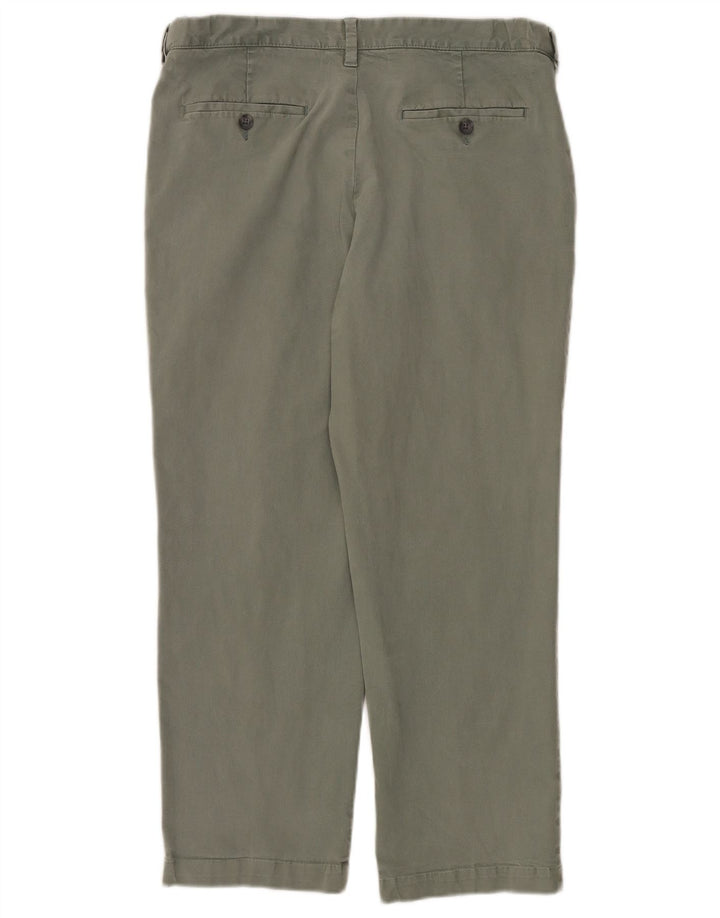 Marks & Spencer Mens Straight Regular Cropped Trousers W36 L26 Khaki Cotton