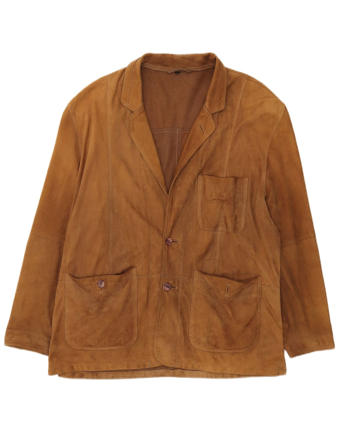 VINTAGE Mens 2 Button Suede Blazer Jacket UK 42 XL Brown Leather