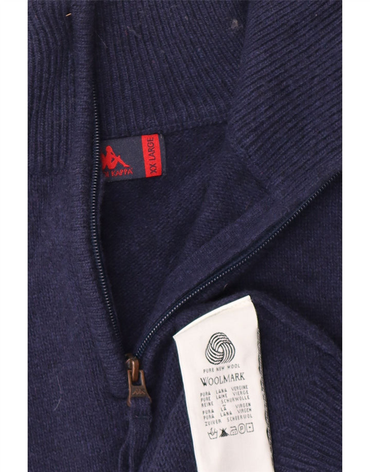 Kappa Mens Zip Neck Jumper Sweater 2XL Navy Blue Virgin Wool