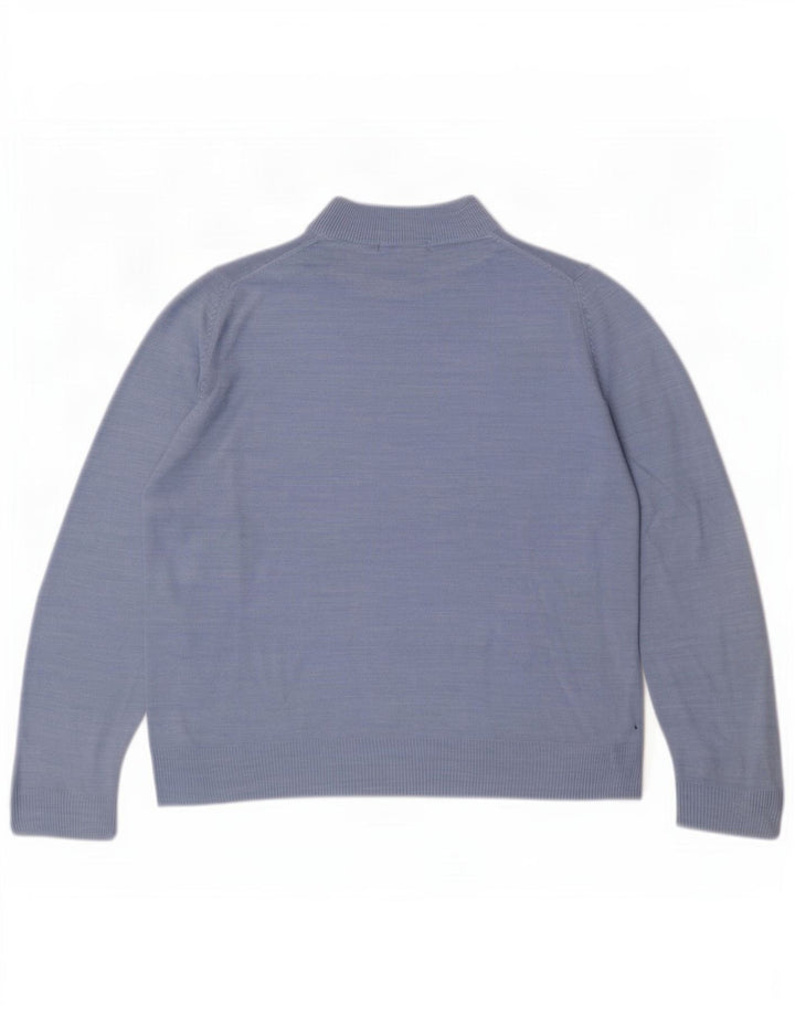 Marks & Spencer Womens Turtle Neck Jumper Sweater UK 14 Large Blue Flecked