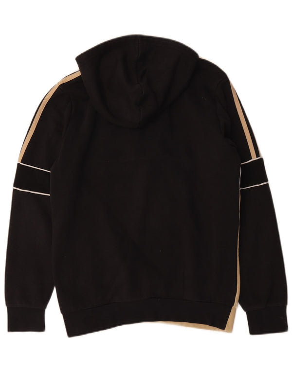 Adidas Boys Graphic Hoodie Jumper 13-14 Years Black Colourblock Cotton