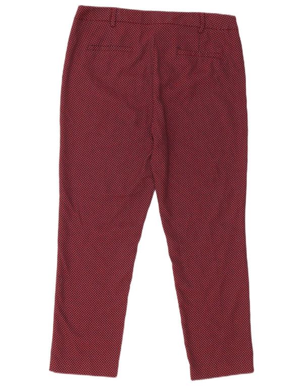 MONSOON Womens Cropped Trousers UK 14 Large W32 L25 Burgundy Spotted