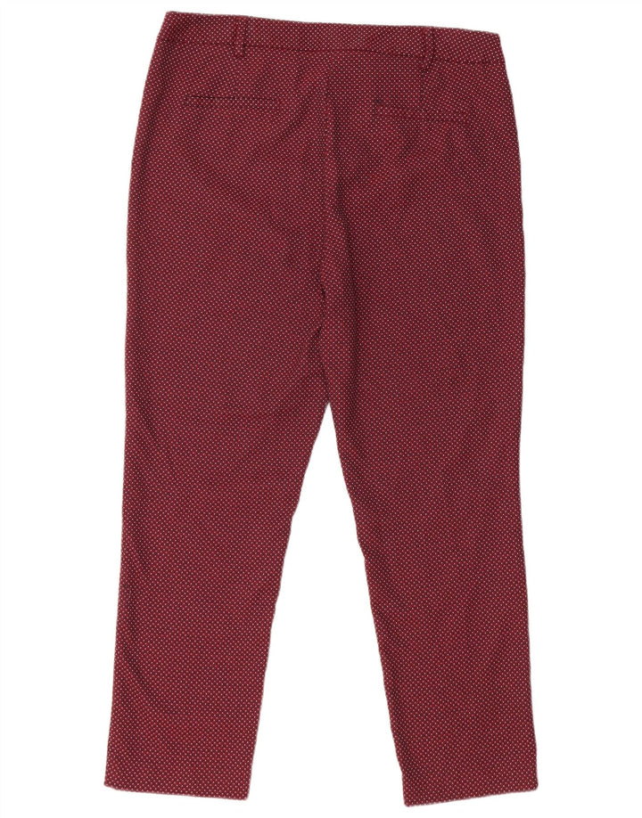 MONSOON Womens Cropped Trousers UK 14 Large W32 L25 Burgundy Spotted