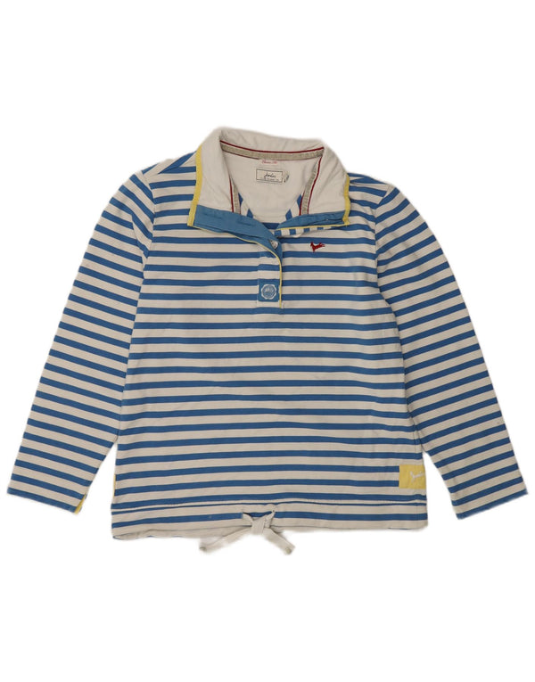Joules Womens Classic Fit Sweatshirt Jumper UK 14 Large Blue Striped Cotton