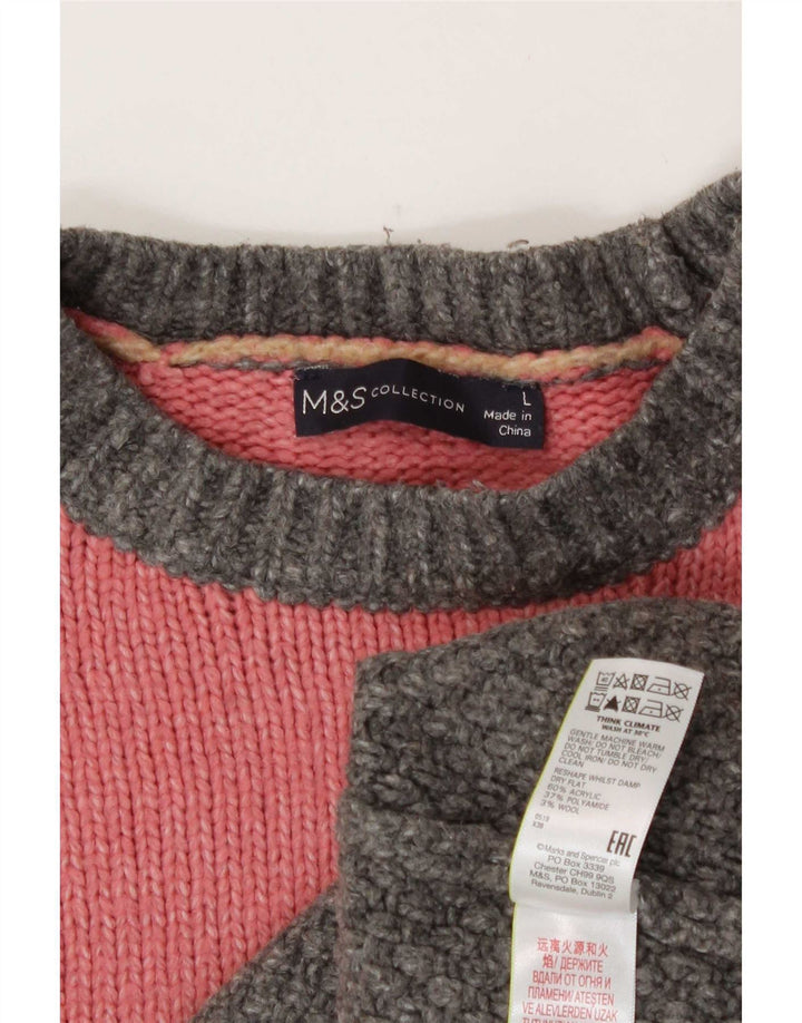 Marks & Spencer Womens Crew Neck Jumper Sweater UK 16 Large Multicoloured