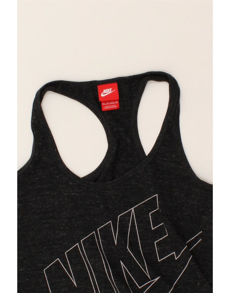 NIKE Womens Graphic Vest Top UK  4 XS Grey Flecked Cotton Vintage Nike and Second-Hand Nike from Messina Hembry 