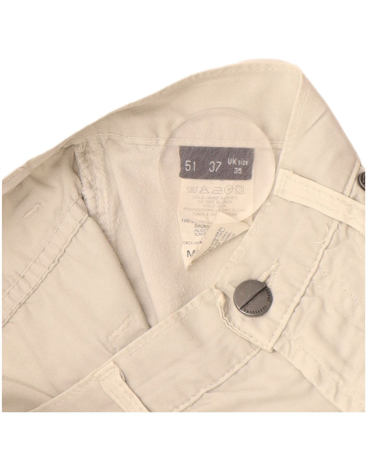 TRUSSARDI Mens Straight Casual Trousers W35 L30 White Cotton