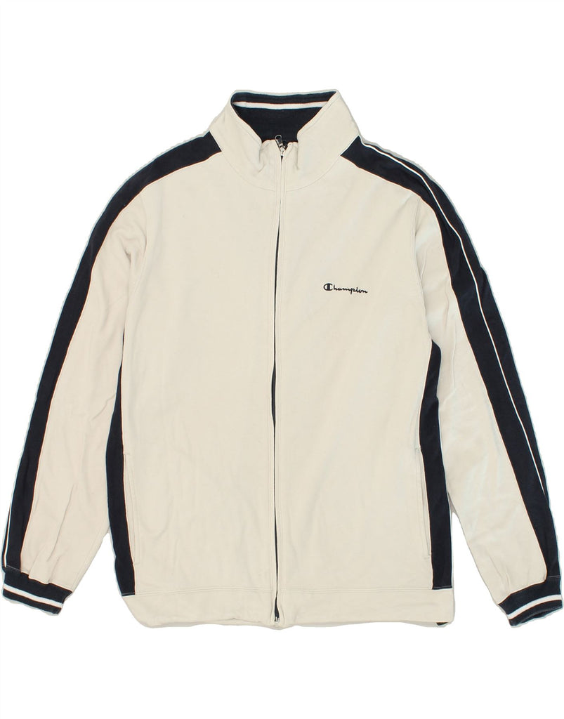 CHAMPION Mens Tracksuit Top Jacket Medium Off White Colourblock Cotton | Vintage Champion | Thrift | Second-Hand Champion | Used Clothing | Messina Hembry 