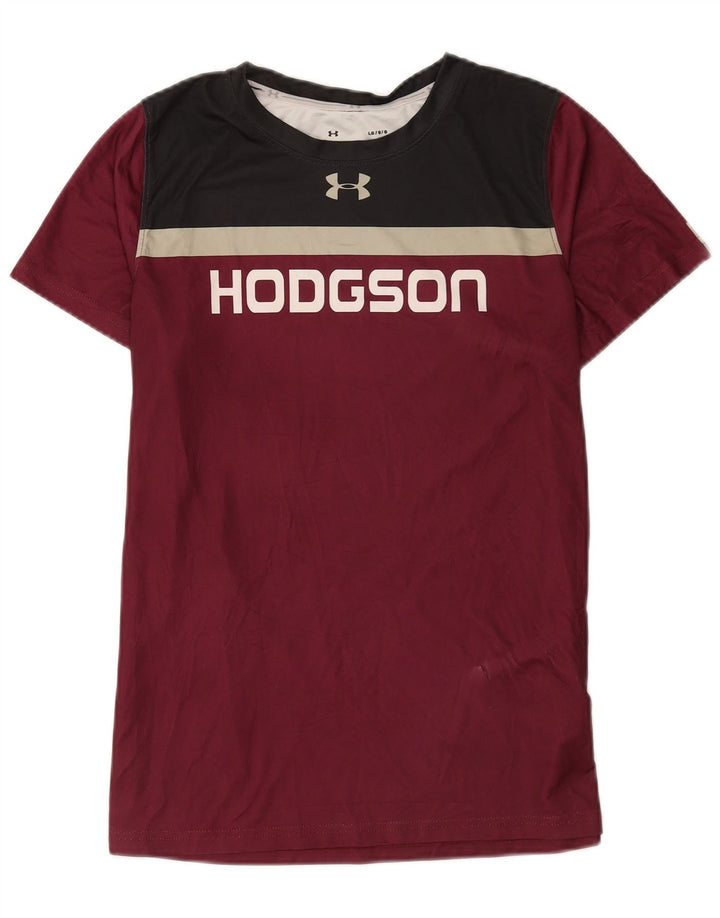 Under Armour Mens Graphic T-Shirt Top Large Burgundy Colourblock Polyester