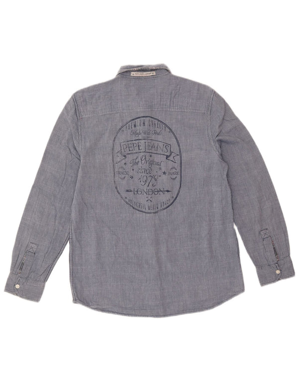PEPE Jeans Womens Shirt UK 14 Medium Blue