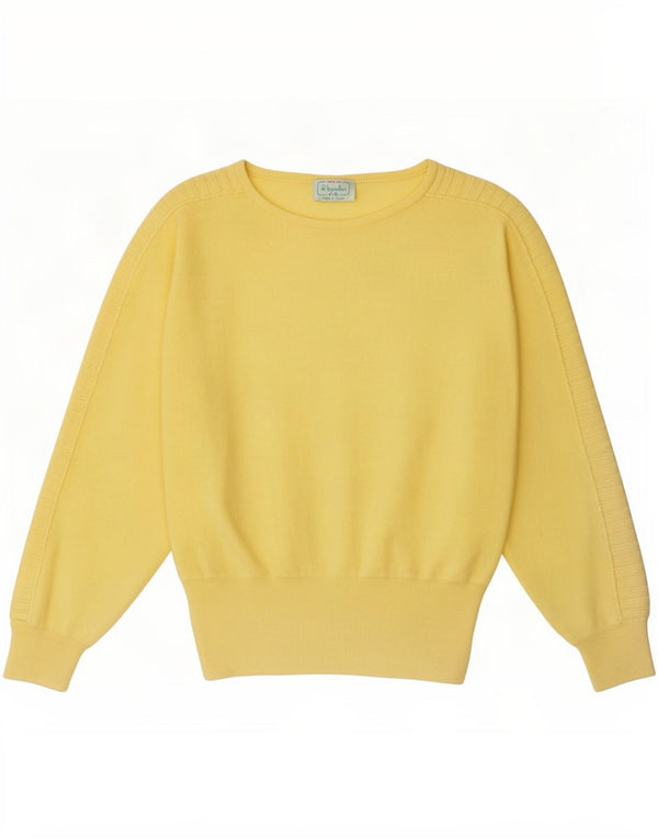 Benetton Womens Boat Neck Jumper Sweater IT 48 XL Yellow Wool