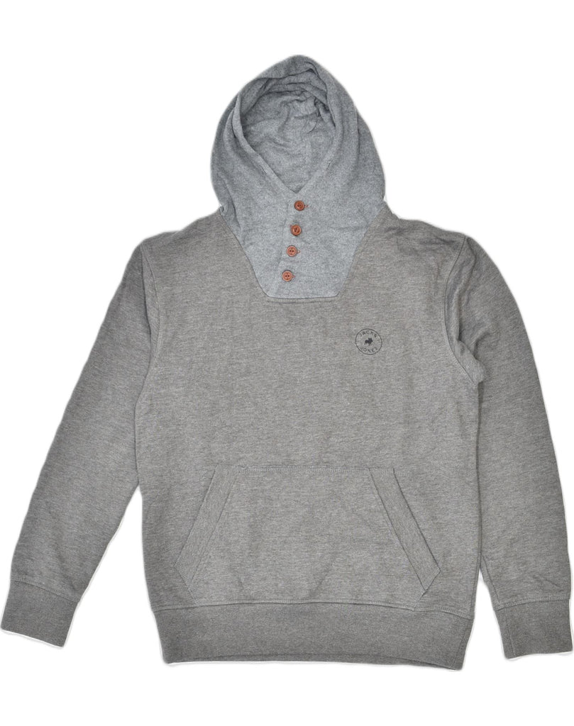 JACK & JONES Mens Button Neck Hoodie Jumper Large Grey Cotton | Vintage | Thrift | Second-Hand | Used Clothing | Messina Hembry 