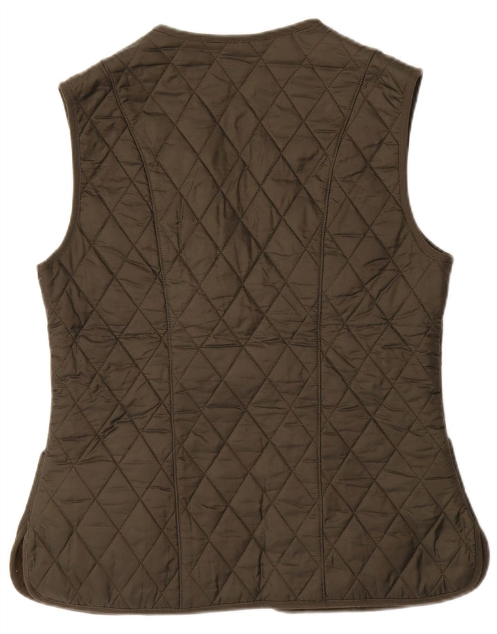 BARBOUR Womens Quilted Gilet UK 12 Medium  Khaki Polyamide
