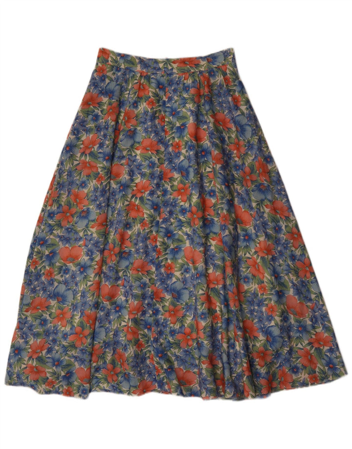 Vintage Womens Flared Skirt EU 40 Medium W28  Blue Floral Polyester