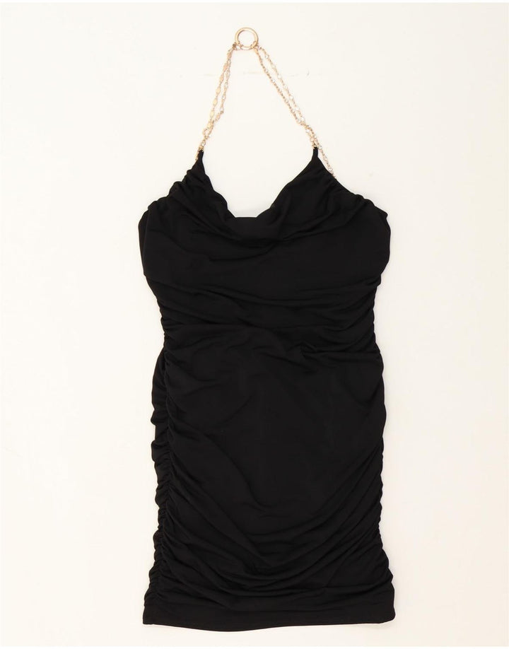 QUIZ Womens Halter Dress UK 12 Medium Black Polyester Vintage Quiz and Second-Hand Quiz from Messina Hembry 