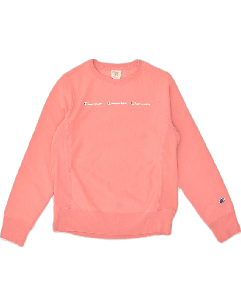 CHAMPION Womens Graphic Sweatshirt Jumper UK 8 Small Pink Cotton | Vintage Champion | Thrift | Second-Hand Champion | Used Clothing | Messina Hembry 