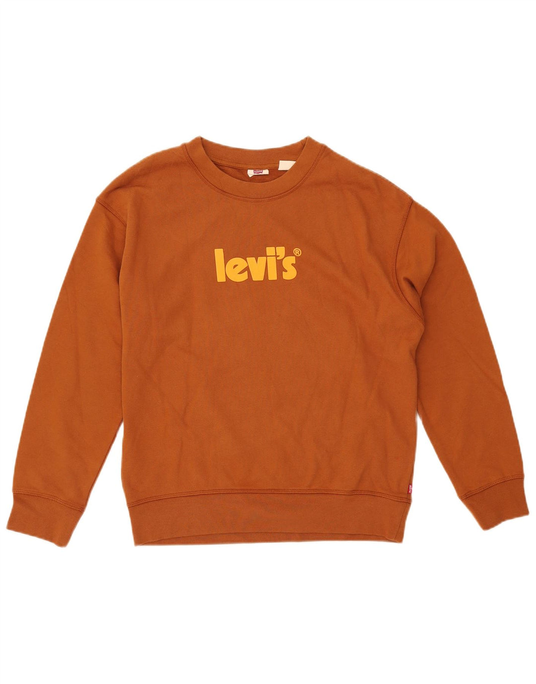 LEVI'S Womens Oversized Graphic Sweatshirt Jumper UK 10 Small Brown Cotton