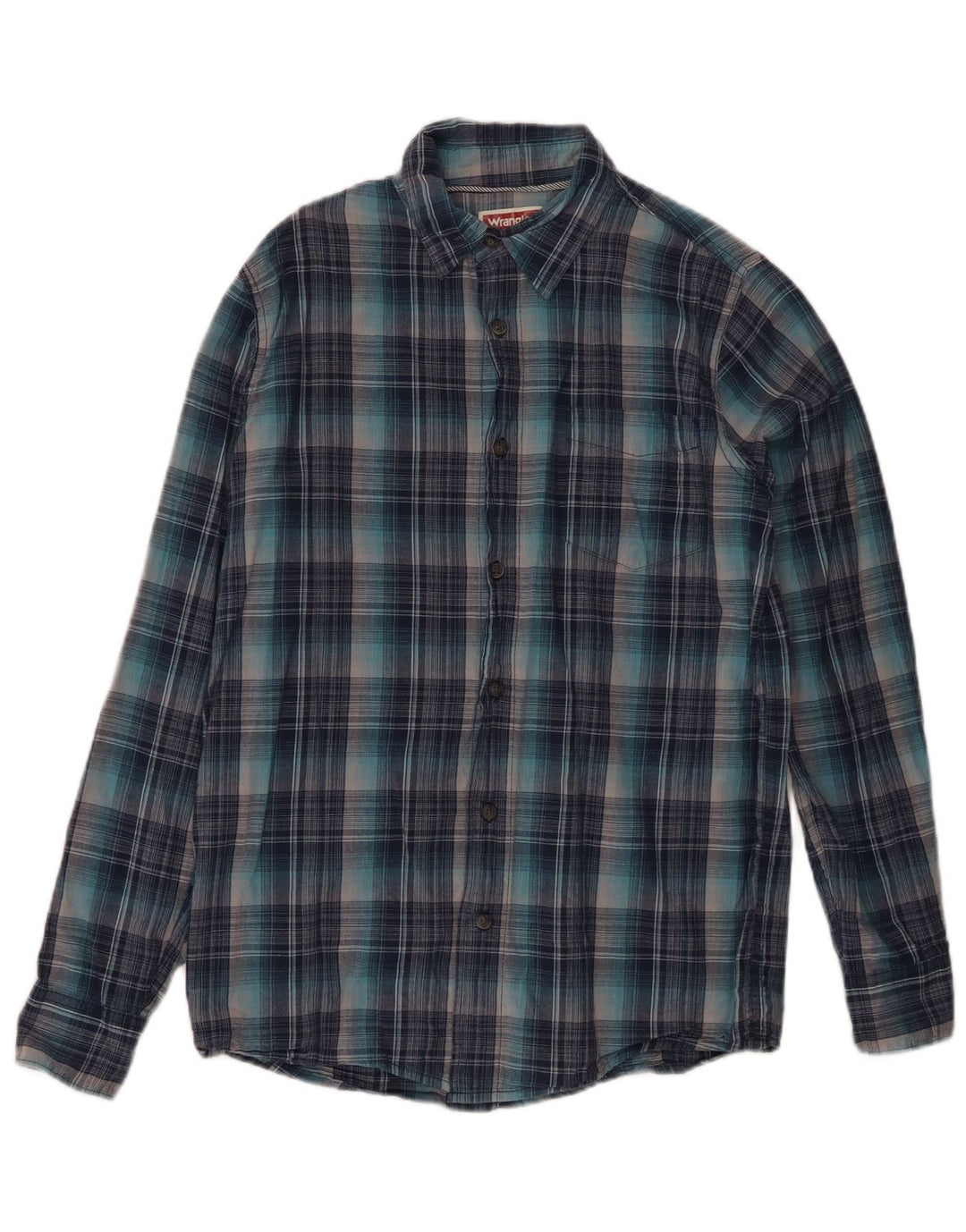 Wrangler Mens Flannel Shirt Small Blue Check Cotton