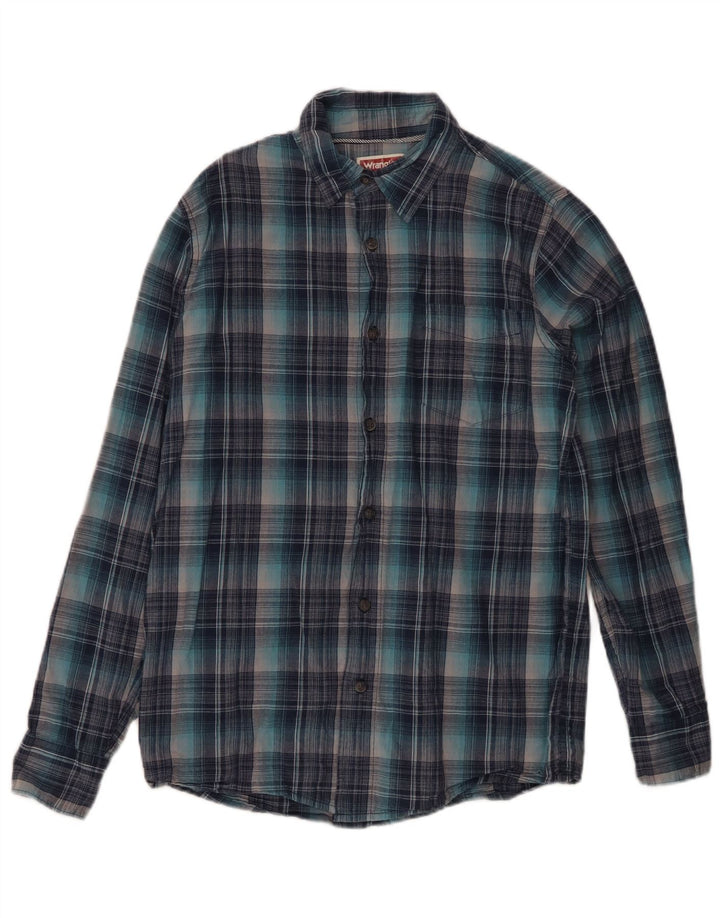 Wrangler Mens Flannel Shirt Small Blue Check Cotton