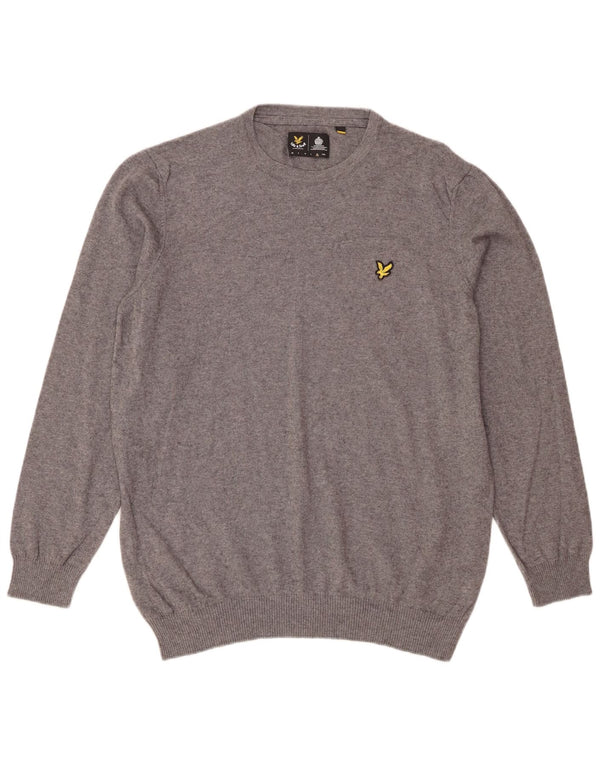 Lyle & Scott Mens Crew Neck Jumper Sweater XL Grey Cotton