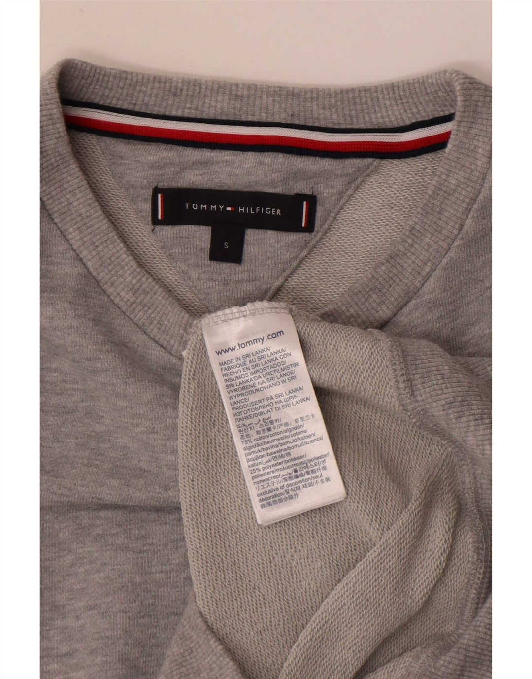 Tommy Hilfiger Mens Graphic Sweatshirt Jumper Small Grey Colourblock Cotton