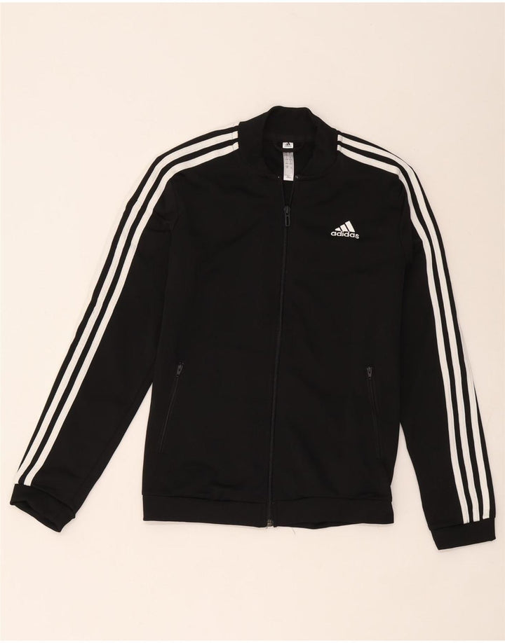 Adidas Womens Tracksuit Top Jacket UK 8/10 Small Black Polyester