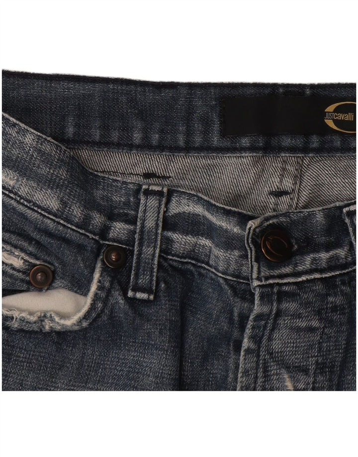 Just Cavalli Mens Distressed Straight Jeans W34 L34 Blue