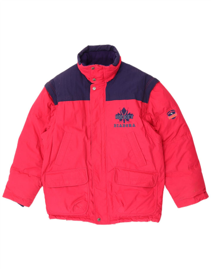 Diadora Mens Loose Fit Padded Jacket UK 36 Small Red Colourblock Polyester