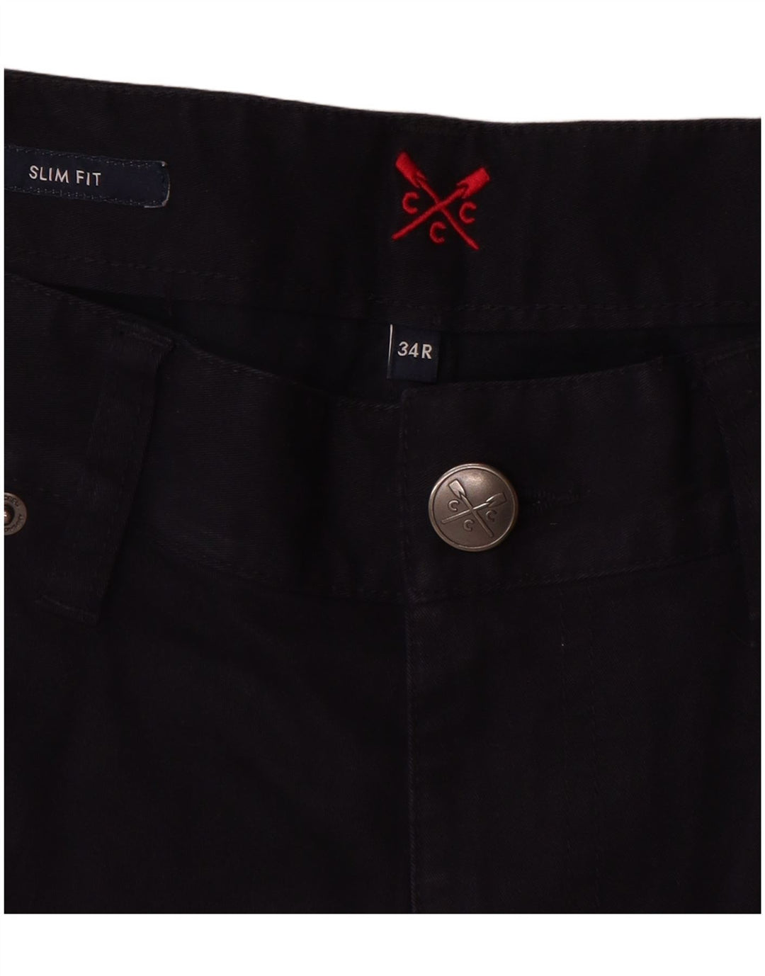 CREW CLOTHING Womens Slim Fit Casual Trousers W34 L31 Navy Blue Cotton