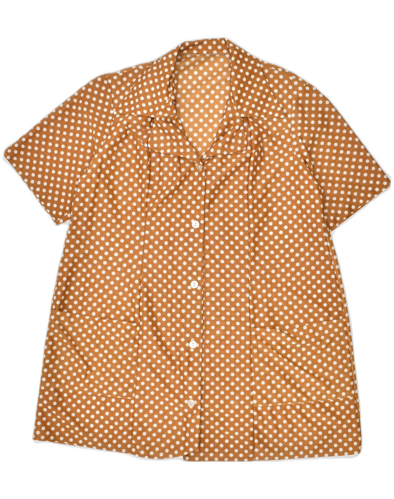 VINTAGE Womens Short Sleeve Shirt Blouse UK 18 XL Brown Polka Dot | Vintage | Thrift | Second-Hand | Used Clothing | Messina Hembry 