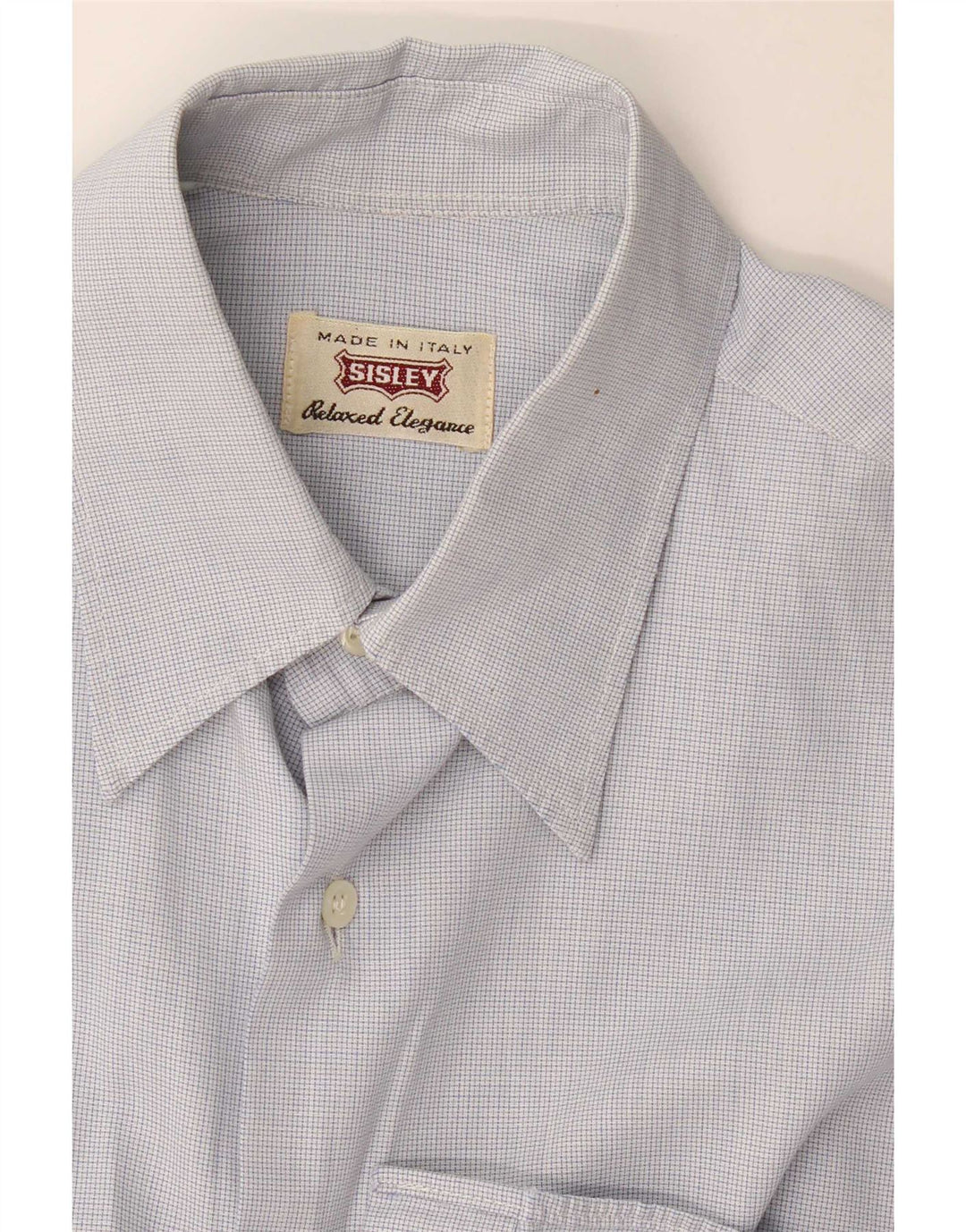 Sisley Mens Shirt Medium Blue Gingham