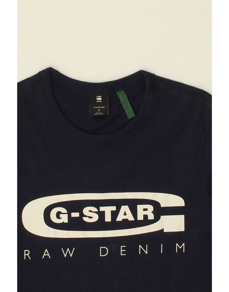 G-STAR Womens Graphic T-Shirt Top UK 10 Small Navy Blue Cotton | Vintage G-Star | Thrift | Second-Hand G-Star | Used Clothing | Messina Hembry 