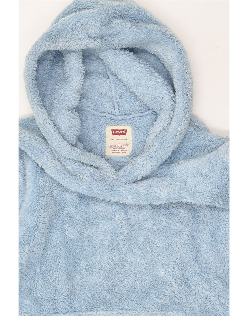 LEVI'S Girls Hooded Fleece Jumper 12-13 Years Large  Blue Polyester | Vintage Levi's | Thrift | Second-Hand Levi's | Used Clothing | Messina Hembry 