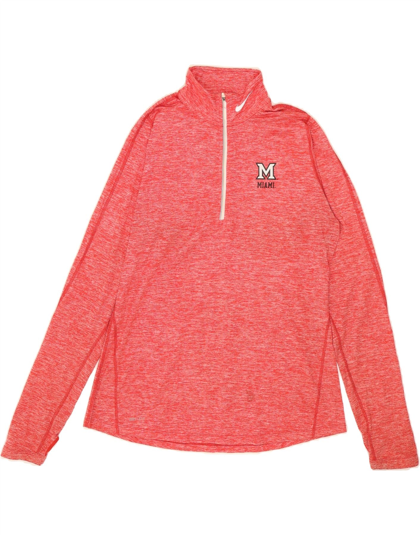 NIKE Mens Dri Fit Zip Neck Pullover Tracksuit Top Large Pink