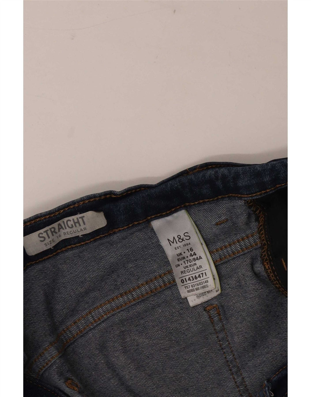 Marks & Spencer Womens Regular Straight Jeans UK 16 Large W34 L28 Navy Blue