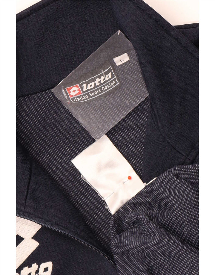 Lotto Mens Graphic Zip Neck Sweatshirt Jumper Large Navy Blue Polyester