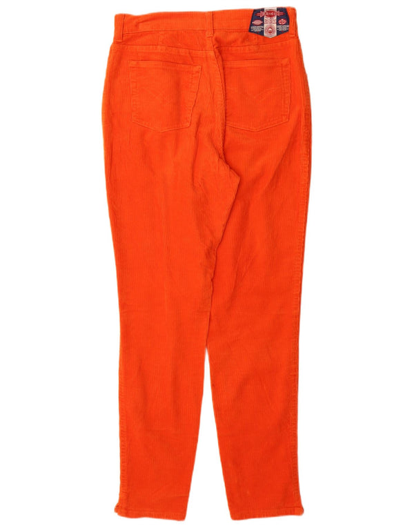 Zip Womens High Waist Tapered Corduroy Trousers IT 46 Large W28 L31 Orange