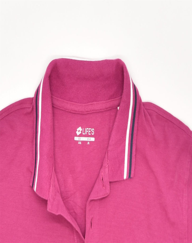 LOTTO Mens Polo Shirt 2XL Pink Cotton | Vintage | Thrift | Second-Hand | Used Clothing | Messina Hembry 