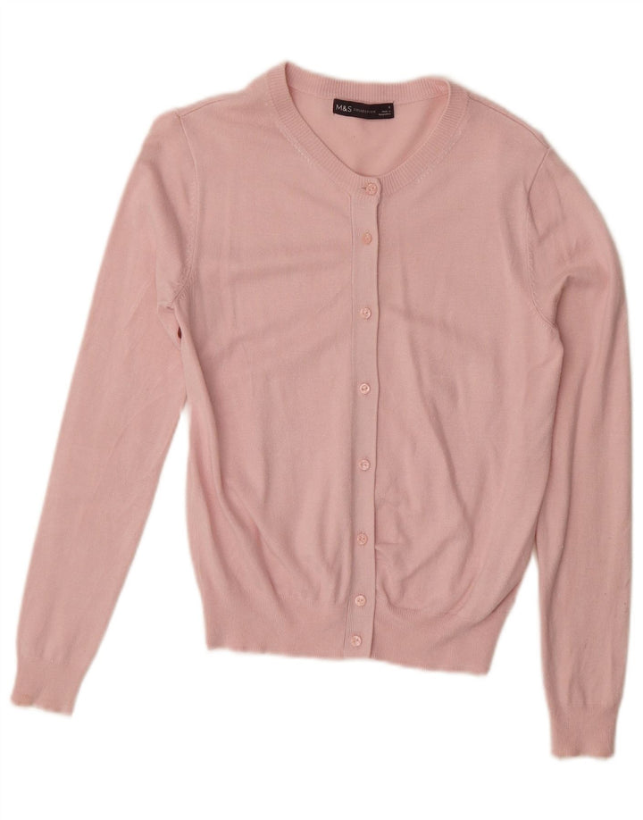 MARKS & SPENCER Womens Cardigan Sweater UK 8 Small  Pink Viscose