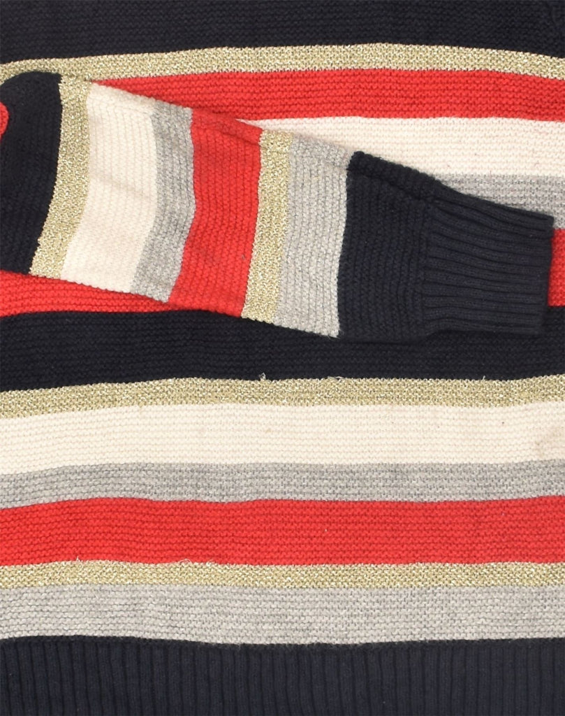 NAUTICA Womens Crew Neck Jumper Sweater UK 12 Medium Multicoloured Striped | Vintage Nautica | Thrift | Second-Hand Nautica | Used Clothing | Messina Hembry 