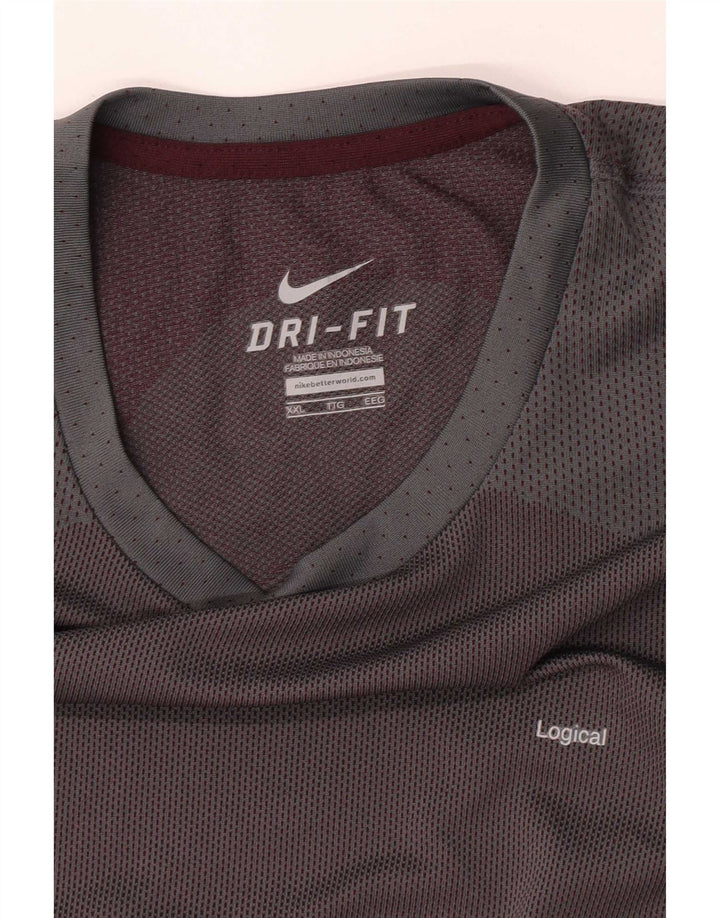Nike Mens Top 3/4 Sleeve 2XL Grey Colourblock