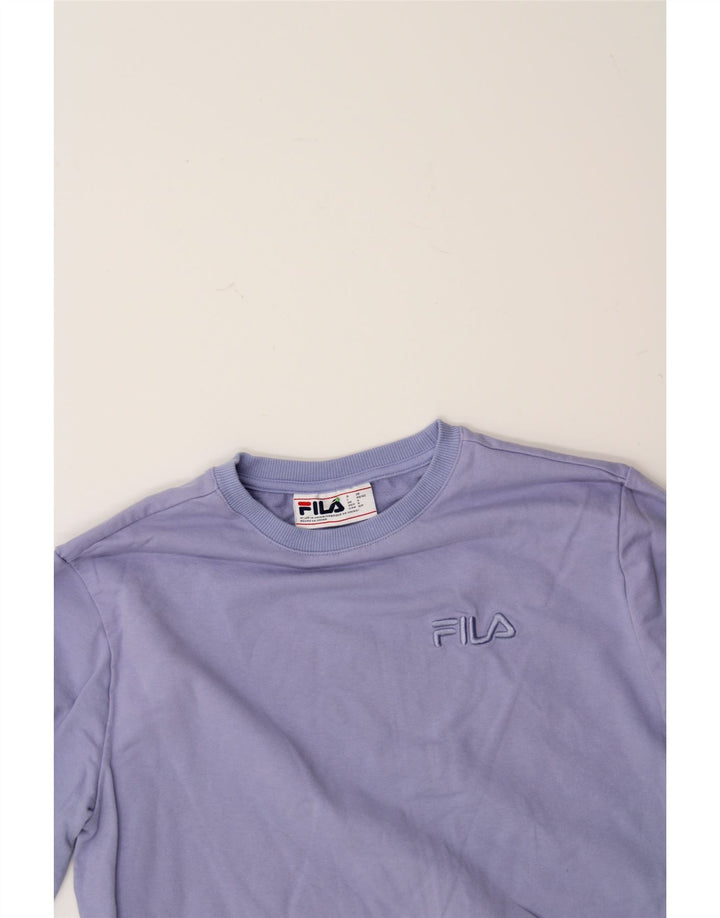 FILA Womens Oversized Sweatshirt Jumper UK 10 Small Purple Cotton Vintage Fila and Second-Hand Fila from Messina Hembry 