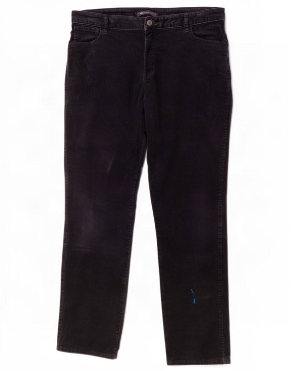 Marks & Spencer Womens Corduroy Trousers UK 14 Large W32 L27 Navy Blue